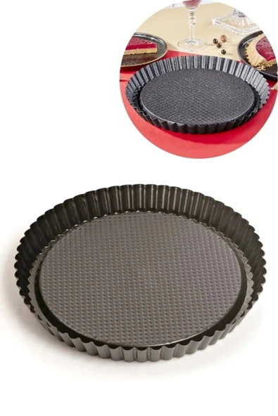 VİZON 2 Adet Döküm Granit Torte Model Kek Pasta Kalıbı Dilimli Turta Kek Kalıbı Siyah 28cm - 2