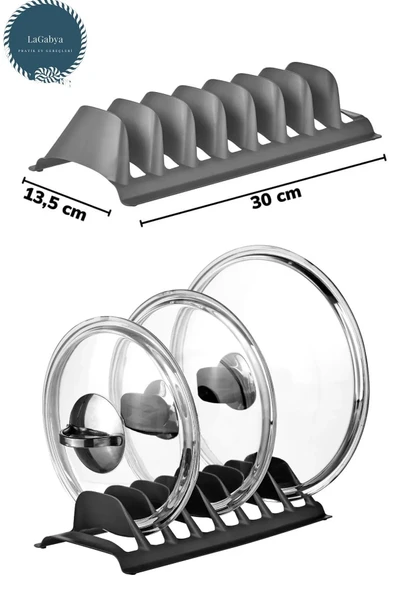 Online Kapında 8 Bölmeli Tencere Kapak Tutucu Düzenleyici Tencere Kapağı Standı Kırılmaz 30cm