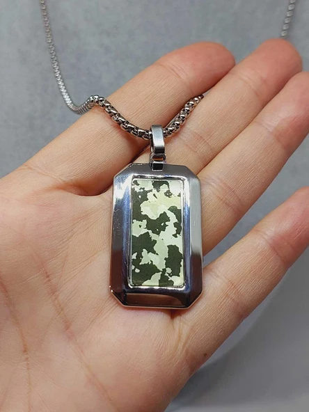 Kamuflaj Desenli Erkek Çelik Kolye (56030) - Resim 3