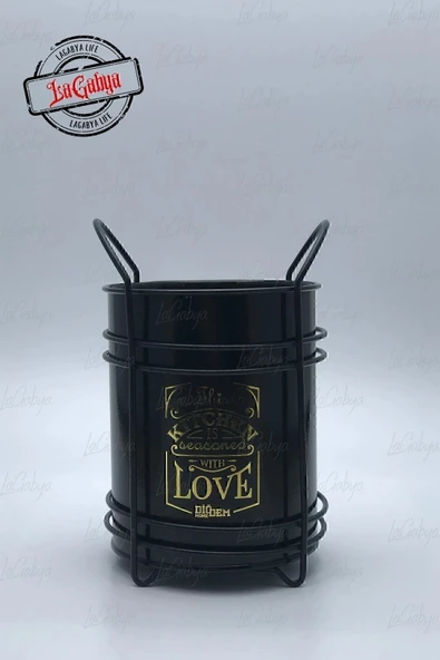 Online Kapında Tezgah Üstü Lüks Dekoratif Metal Standlı Kaşıklık Siyah Renk - Resim 3