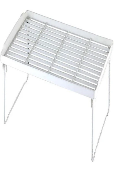 Online Kapında Dolap İçi Raf Düzenleyici, Metal Ayaklı Plastik Mutfak Rafı, Tezgah Üstü - 3