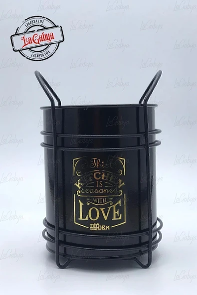 Online Kapında Tezgah Üstü Lüks Dekoratif Metal Standlı Kaşıklık Siyah Renk - Resim 4