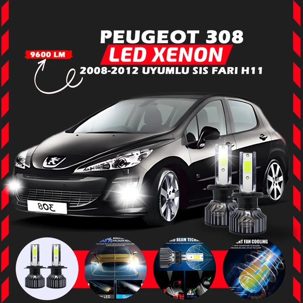 Peugeot 308 2008-2012 Sis Farı Uyumlu Şimşek Etkili Led Xenon Pro Series H1 ürün görseli