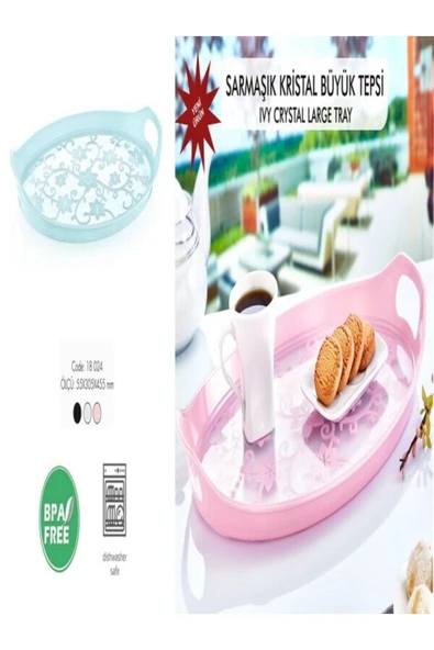 Online Kapında Kristal Oval Büyük Tepsi - 2