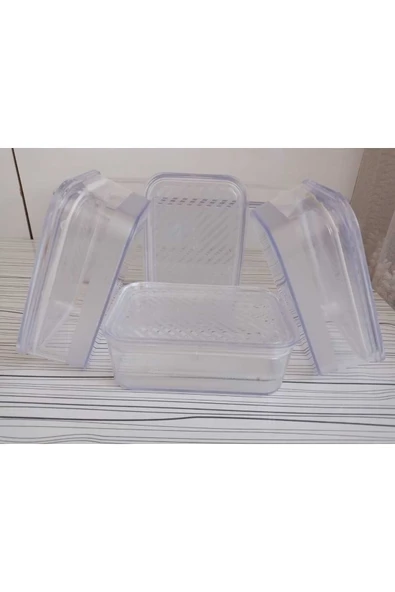 Online Kapında 5 li Akrilik Kapaklı Kutulu Kahvaltılık Saklama Kabı Seti Şeffaf Kahvaltılık - 3