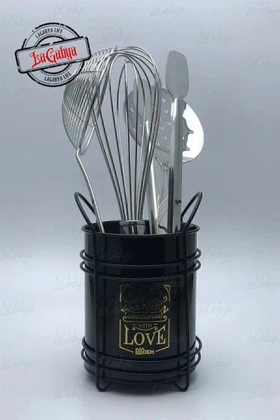 Online Kapında Tezgah Üstü Lüks Dekoratif Metal Standlı Kaşıklık Siyah Renk ürün görseli 1