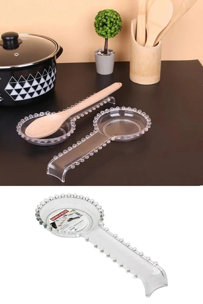 Online Kapında Kristal Boncuklu Lüks Plastik Kirli Kaşıklık Altlığı Kepçe Ve Kaşık Altı Kaşık Nihalesi 28CM