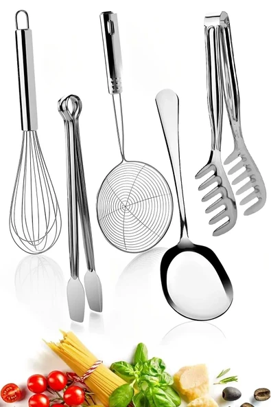 Online Kapında OnlineKapında 5liPratikMutfakızgaraMaşasıMakarnaMaşaÇelikTelYumurtaÇırpıcısıMetalKevgirÇeyiz Listesi ürün görseli 1