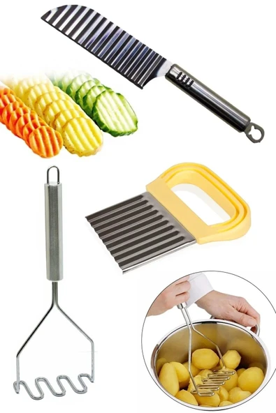 Online Kapında Şekilli Patates Bıçağı & Chips Cooper & Çelik Patates Ezici