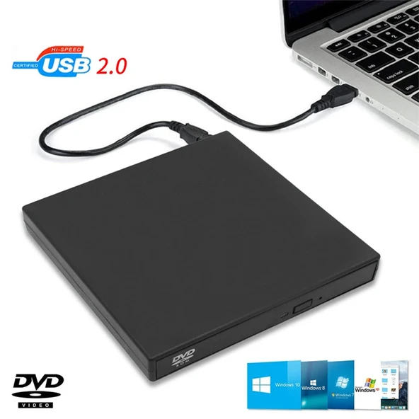 ShopFast Harici Dvd Rw Usb 2.0 Cd Dvd Yazıcı Okuyucu  Harici CD-RW sürücü DVD-ROM Oynatıcı