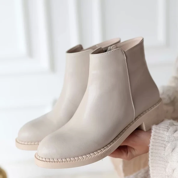 Moed Bej Cilt Topuklu Bot - Resim 4