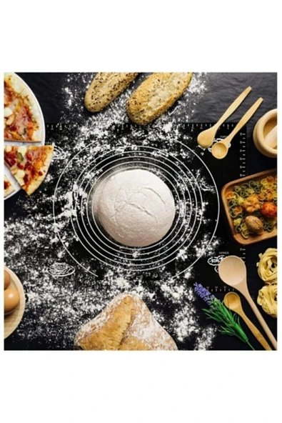 HOMELİFE EV TEKSTİL Siyah Büyük Boy Silikon Hamur Açma Matı Silikon Ölçülü Çok Amaçlı Hamur Matı / Örtüsü 40x50 Cm - 3