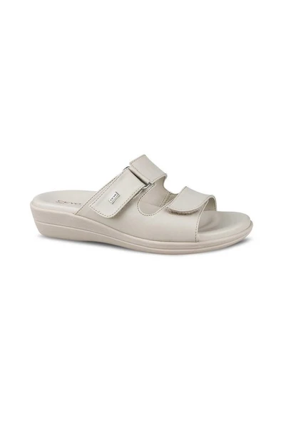 Ceyo 9863-1 Anatomik Taban Kadın Cırtlı Terlik Bej 35-42