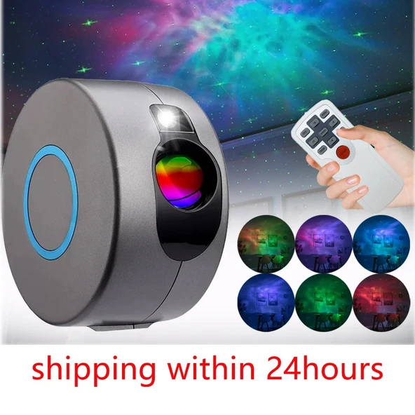 Monozone Dekoratif Yıldızlı Gökyüzü Projektör Gece Lambası Hediye Gift Işıklı Renkli Parti Masa Lambası Çocuk Projektör Uyku Işığı Lazer Galaxy - 10