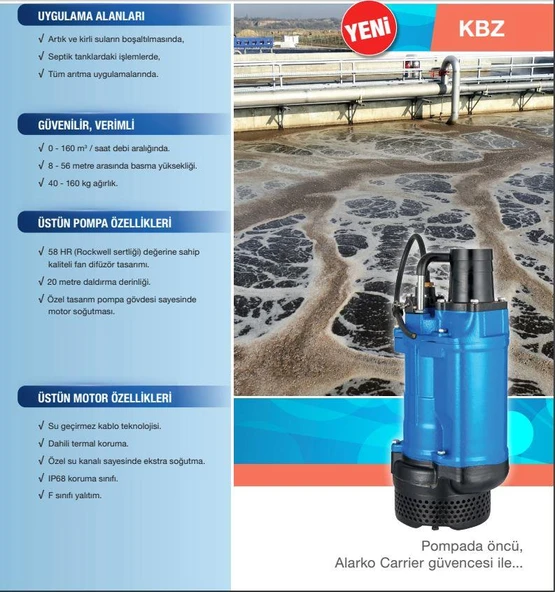 Alarko KBZ 31,5 - 2 Hp - 380V Endüstriyel Tip Drenaj Dalgıç Pompa (3") - 2