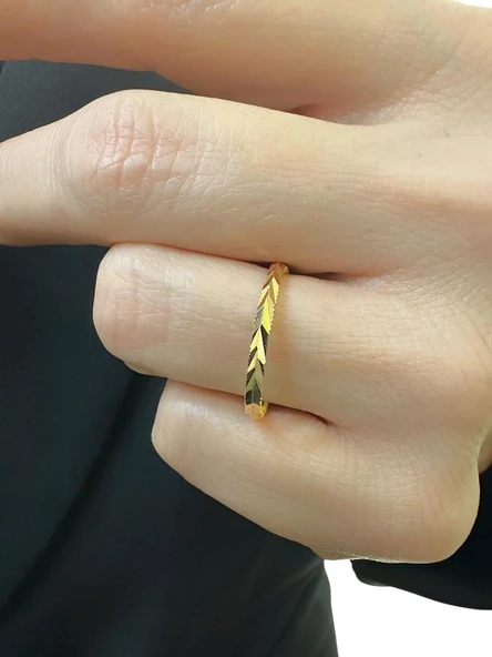 22 Ayar Altın Parlak Defneli Ajda Yüzük Alyans Çok Şık - Resim 2