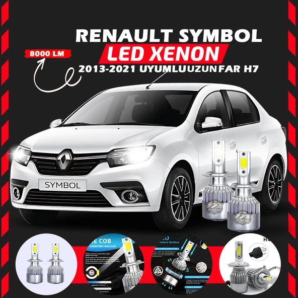 Renault Symbol 2013-2021 Uzun Far Uyumlu Şimşek Etkili Led Xenon Performance Series H7