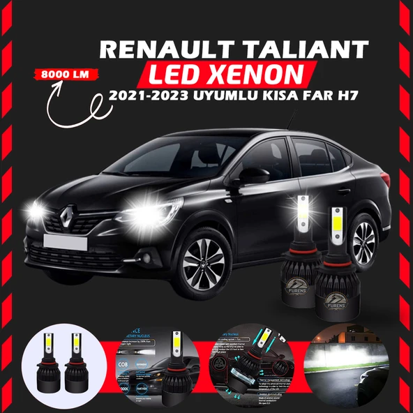 Renault Taliant 2021-2023 Kısa Far Uyumlu Şimşek Etkili Led Xenon Light Series H7