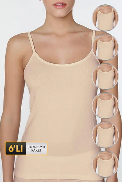 Kadın Elastanlı Ip Askılı Ten Atlet 746 6'lı Ekonomik Paket ürün görseli 1