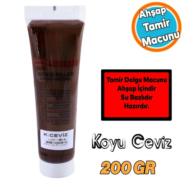 Koyu Ceviz Ahşap Parke Tamir Macunu Mobilya Dolgu Çatlak Çizik Giderme 200 Gr Kullanıma Hazır Macun