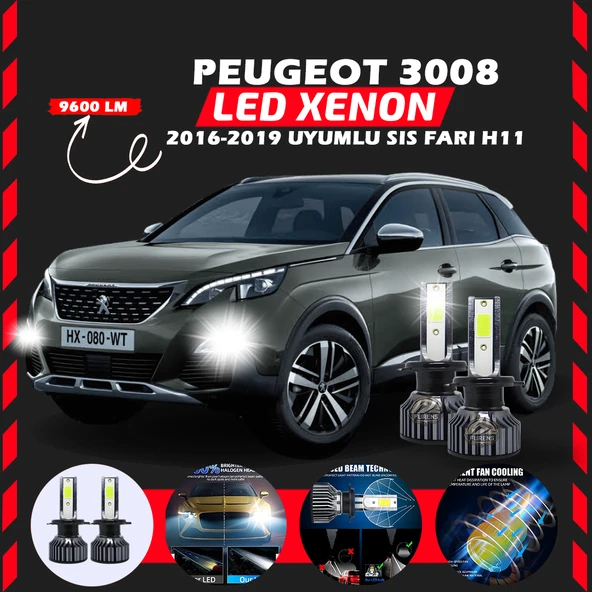 Peugeot 3008 2016-2019 Sis Farı Uyumlu Şimşek Etkili Led Xenon Pro Series H11 ürün görseli