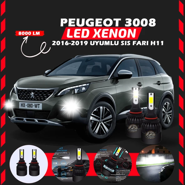 Peugeot 3008 2016-2019 Sis Farı Uyumlu Şimşek Etkili Led Xenon Light Series H11 ürün görseli 1