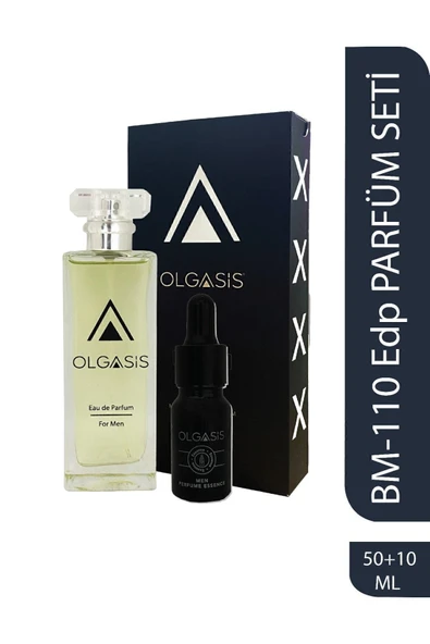 BM-110 Erkek Parfümü 50 Ml & Konsantre Parfüm Esansı Alkolsüz 10 Ml - Eau de Parfum Seti