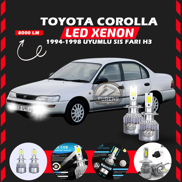 Toyota Corolla Efsane Kasa Sis Farı Uyumlu Şimşek Etkili Led Xenon Performance Series H3