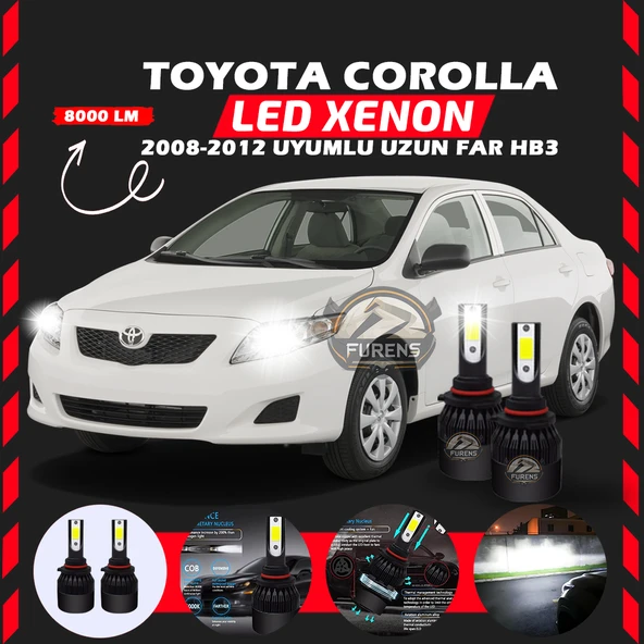 Toyota Corolla 2008-2012 Uzun Far Uyumlu Şimşek Etkili Led Xenon Light Series HB3