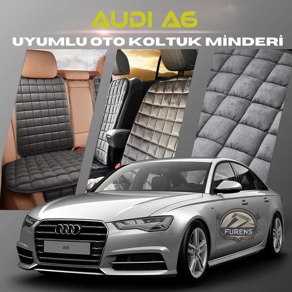 Audi A6  Antrasit Renk Tay Tüyü Cepli & Terletmez Sırtlı Oto Koltuk Minder Seti - Koltuk Koruma Kılıfı (ÖN & ARKA TAM SET) ürün görseli 1
