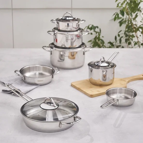 Karaca Ada 12 Parça indüksiyon Tabanlı Çelik Tencere ve Tava Seti (TEŞHİR) - 3