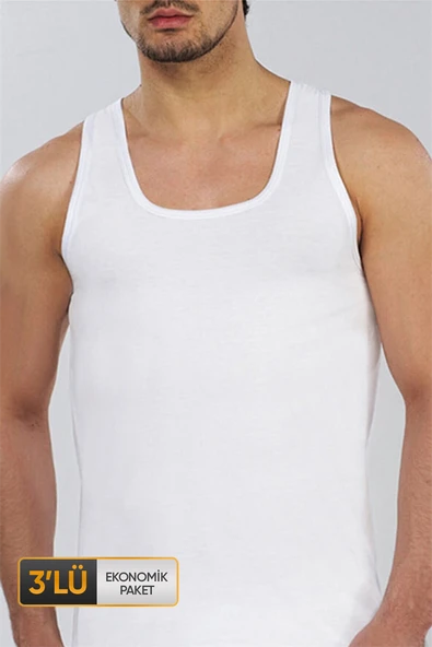 Erkek Süprem Beyaz Atlet 0770 3'lü Ekonomik Paket ürün görseli 1