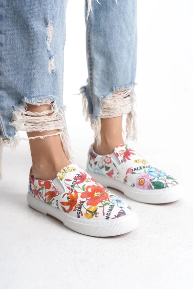 Kadın Düz Taban Günlük Ayakkabı Tam Kalıp Yanı Lastik Detaylı Rahat Ayakkabı - Resim 3