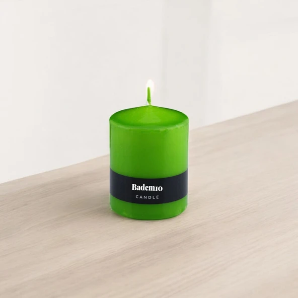 Baton Mum Yeşil Silindir Dekoratif Mumu Kandil Hediyelik Fitilli Mumlar Şamdan Kokusuz 6 x 8 cm - 4
