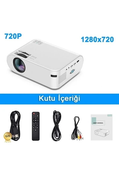 Monozone P62 Akıllı Full HD Ev Ofis Kamp Açık Hava Sineması Mini Taşınabilir Video Projektör Çok Fonksiyonlu Kablosuz Wifi & Ios & Android Cep Tel Yansıtma Projeksiyon Cihazı - 3