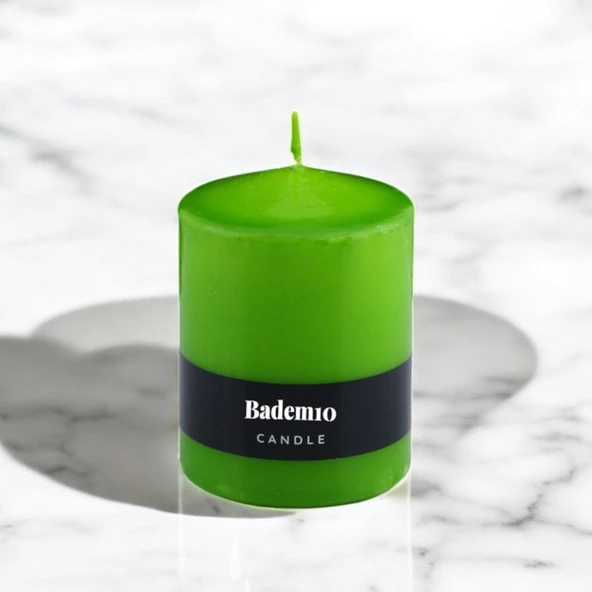 Baton Mum Yeşil Silindir Dekoratif Mumu Kandil Hediyelik Fitilli Mumlar Şamdan Kokusuz 6 x 8 cm - 6