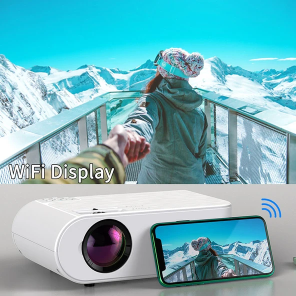 Monozone P62 Akıllı Full HD Ev Ofis Kamp Açık Hava Sineması Mini Taşınabilir Video Projektör Çok Fonksiyonlu Kablosuz Wifi & Ios & Android Cep Tel Yansıtma Projeksiyon Cihazı - 9