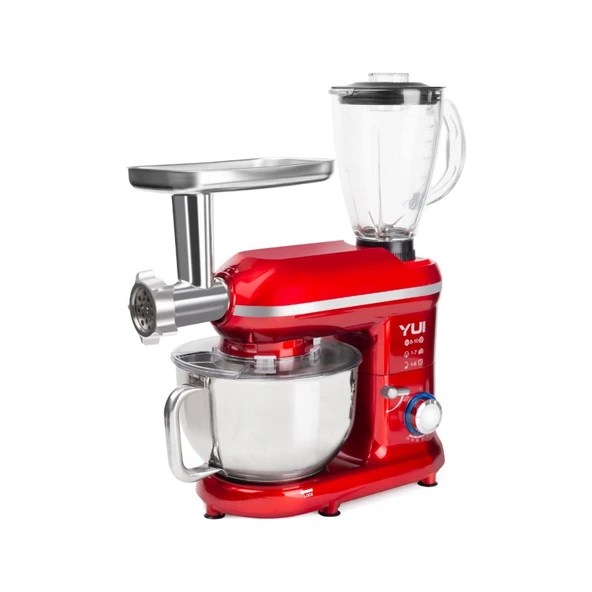 YUİ M120 Multi-fonksiyonel 3'ü Bir Arada Stand Mikser Kıyma Setli Ve Blender Özellikli Kırmızı