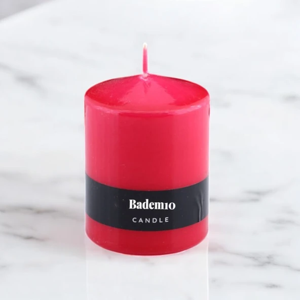Baton Mum Kırmızı Silindir Dekoratif Mumu Kandil Hediyelik Fitilli Mumlar Şamdan Kokusuz 6 x 8 cm - 4