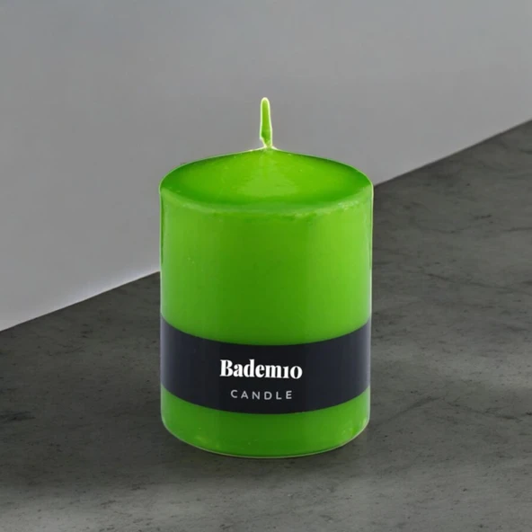 Baton Mum Yeşil Silindir Dekoratif Mumu Kandil Hediyelik Fitilli Mumlar Şamdan Kokusuz 6 x 8 cm - 5