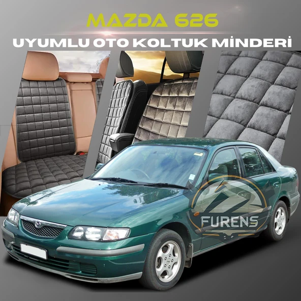Mazda 626 Antrasit Renk Tay Tüyü Cepli & Terletmez Sırtlı Oto Koltuk Minder Seti - Koltuk Koruma Kılıfı (ÖN & ARKA TAM SET)
