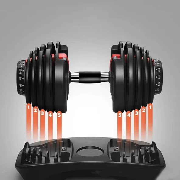 Valkyrie 24kg Ayarlanabilir Dambıl Seti (1 Adet) Profesyonel 1. Kalite Dumbbell Kolay Kullanım Ev İçin İdeal Dambıl - 6