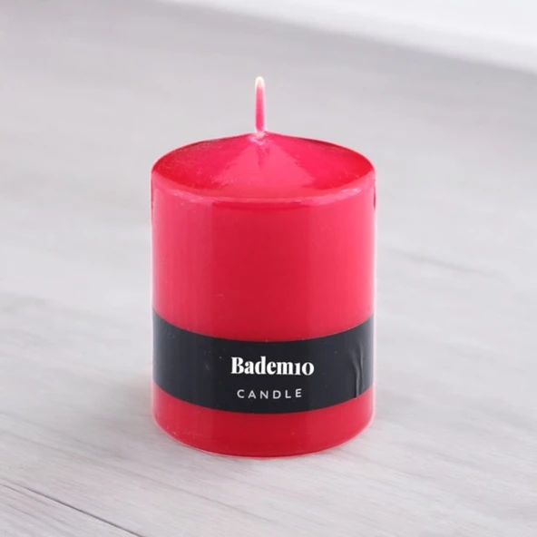 Baton Mum Kırmızı Silindir Dekoratif Mumu Kandil Hediyelik Fitilli Mumlar Şamdan Kokusuz 6 x 8 cm - 6