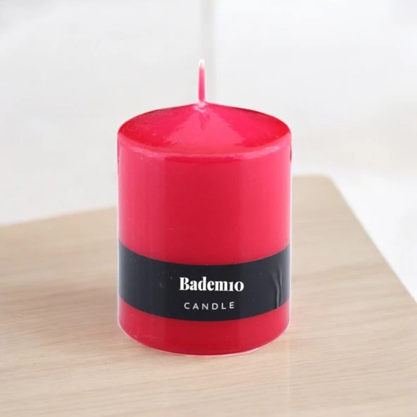 Baton Mum Kırmızı Silindir Dekoratif Mumu Kandil Hediyelik Fitilli Mumlar Şamdan Kokusuz 6 x 8 cm - 2