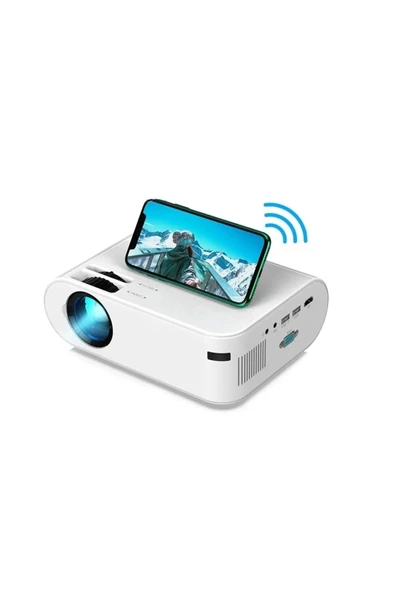 Monozone P62 Akıllı Full HD Ev Ofis Kamp Açık Hava Sineması Mini Taşınabilir Video Projektör Çok Fonksiyonlu Kablosuz Wifi & Ios & Android Cep Tel Yansıtma Projeksiyon Cihazı