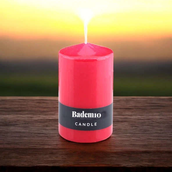 Baton Mum Kırmızı Silindir Dekoratif Mumu Kandil Hediyelik Fitilli Mumlar Şamdan Kokusuz 6 x 10 cm - 4
