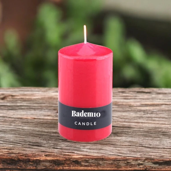 Baton Mum Kırmızı Silindir Dekoratif Mumu Kandil Hediyelik Fitilli Mumlar Şamdan Kokusuz 6 x 10 cm - 5