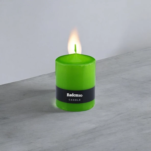 Baton Mum Yeşil Silindir Dekoratif Mumu Kandil Hediyelik Fitilli Mumlar Şamdan Kokusuz 6 x 8 cm - 3