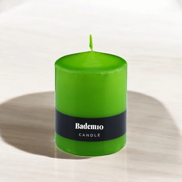Baton Mum Yeşil Silindir Dekoratif Mumu Kandil Hediyelik Fitilli Mumlar Şamdan Kokusuz 6 x 8 cm - 7