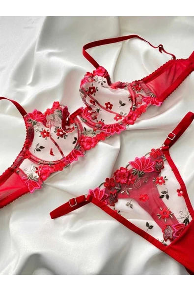 CozyChic Arona Lingerie Çiçekli Dantel İç Çamaşır Takımı - 2